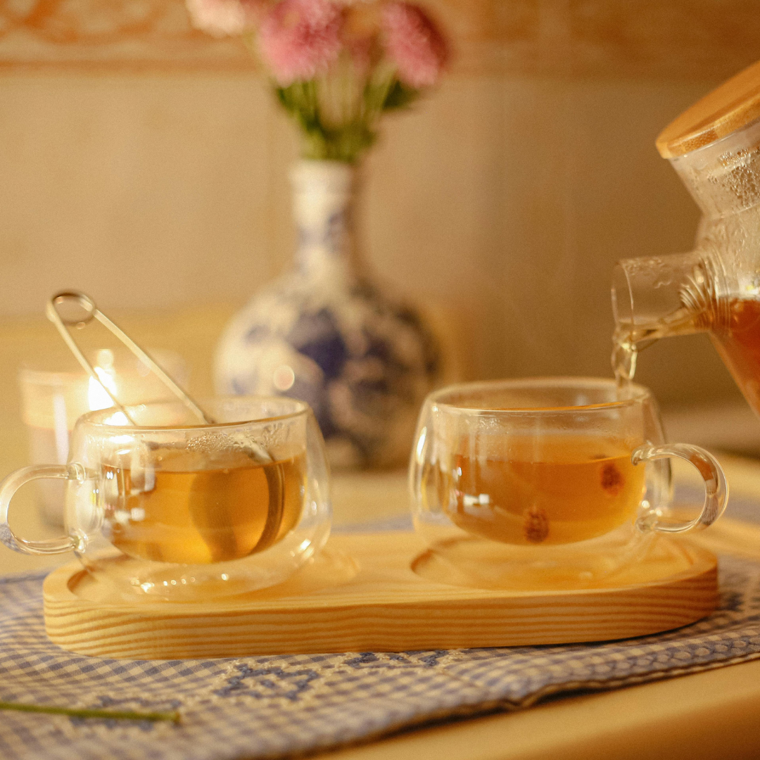 two glass cups of tea